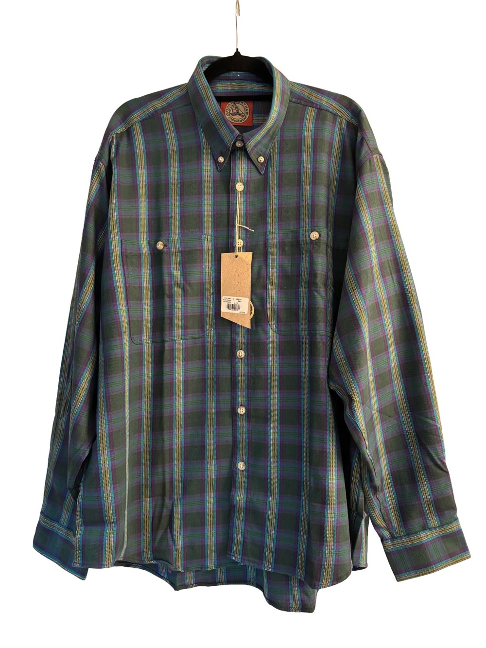 NWT Vintage 90s GANT Rough Weather Plaid Flannel Button Down Shirt Size L